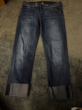 Citizens Of Humanity Washed Dark Blue Boyfriend  Crop Jeans